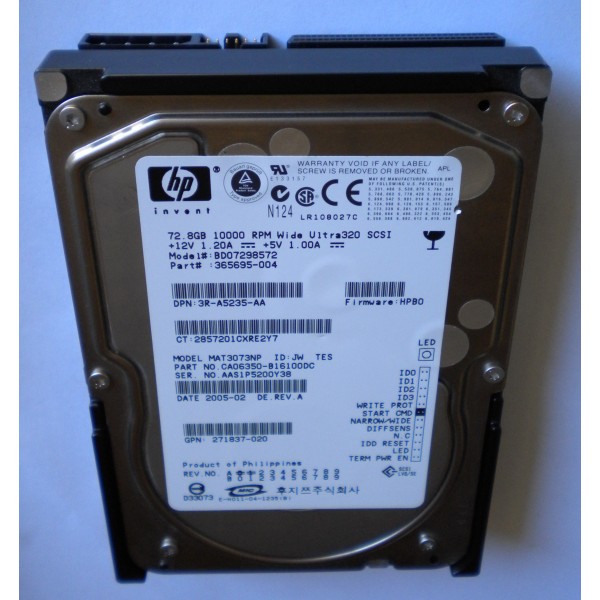 Disque Dur Hp SCSI NHP 3.5 10Krpm 72 Gb 365695-004