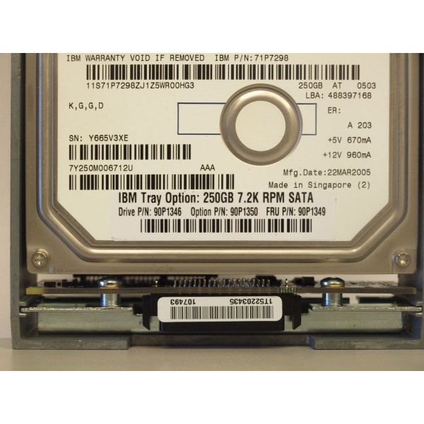 Hard Drive IBM 90P1346 SATA 3.5" 250 Gigas 7200 Rpm