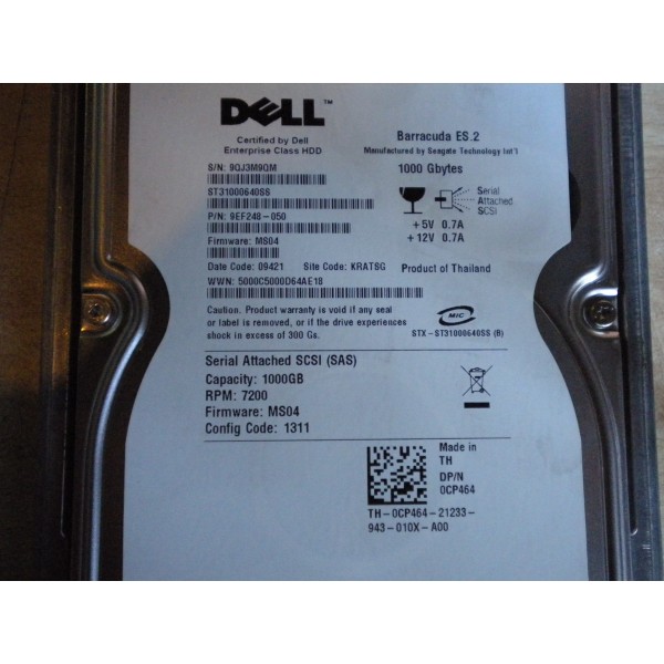 Disque Dur Dell SAS 3.5 7200rpm 1000 Gb 0CP464