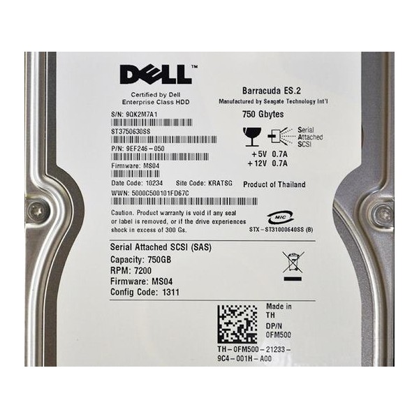 Disque Dur Dell SAS 3.5 7200rpm 750 Gb FM500