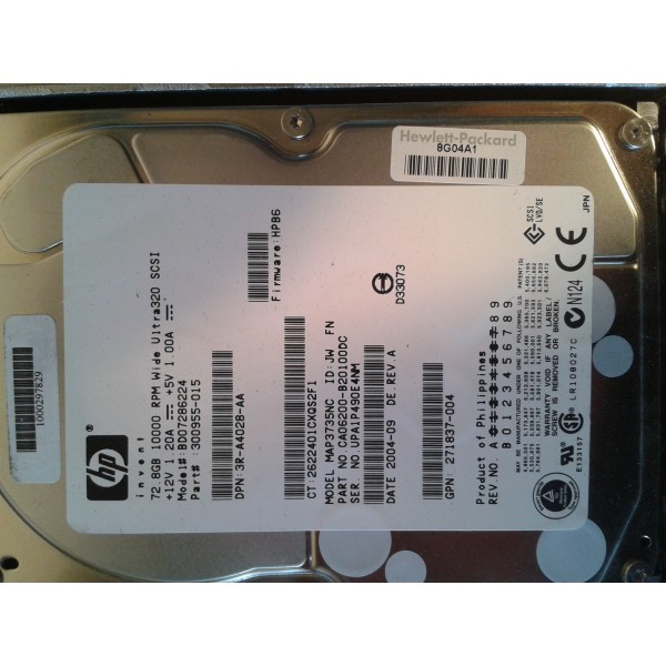 Disque Dur Hp SCSI 3.5 10Krpm 72 Gb 289042-001