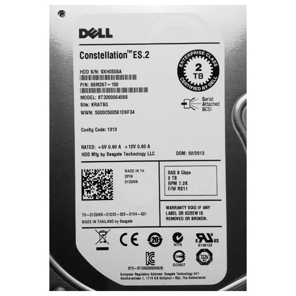 Disque dur DELL 1D9NN SAS 3.5" 2000 Gigas 7200 Rpm