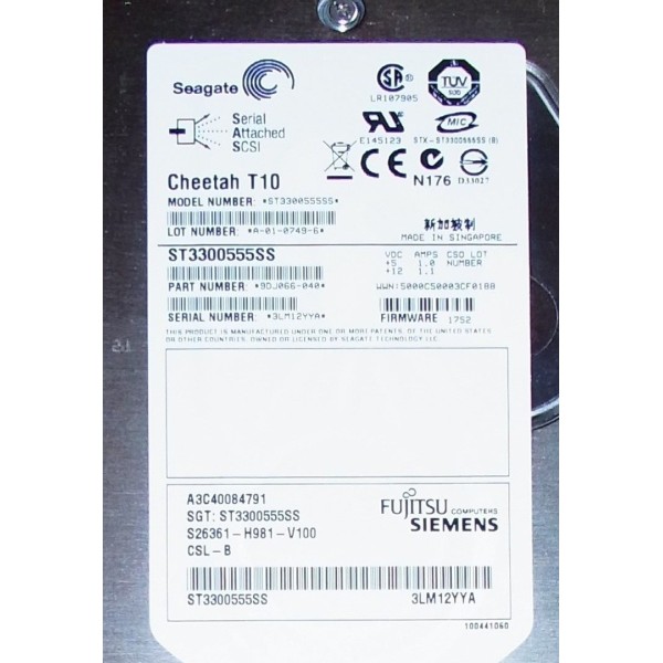 Disque Dur Fujitsu SAS 3.5 10Krpm 300 Gb S26361-H981-V100