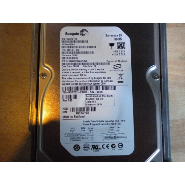 Disque Dur Dell SATA 3.5 7200rpm 500 Gb DR237