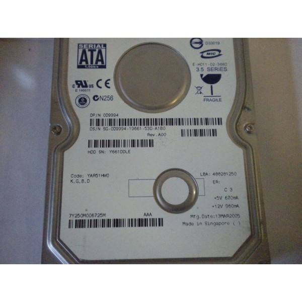 Disque Dur  Ibm SATA 3.5 7200rpm 160 Gb 73P8003