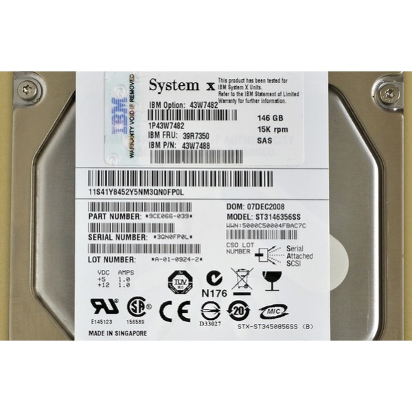 Disco duro IBM SAS 3.5 15Krpm 146 Gb 39R7350