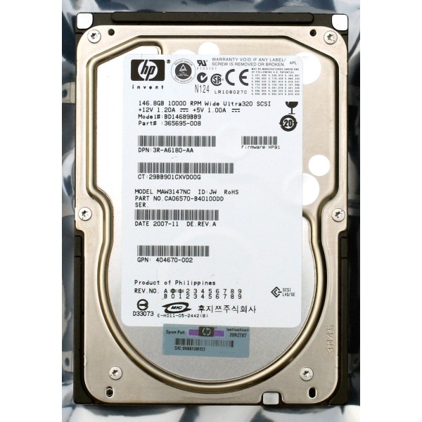 Disco Duro HP 404670-002 SCSI 3.5" 146 Gigas 10 Krpm