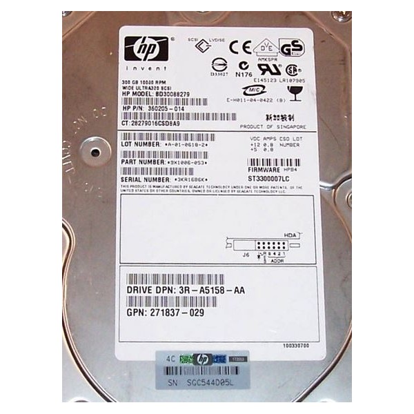 Disque Dur HP SCSI 3.5 10Krpm 300 Gb 360205-014