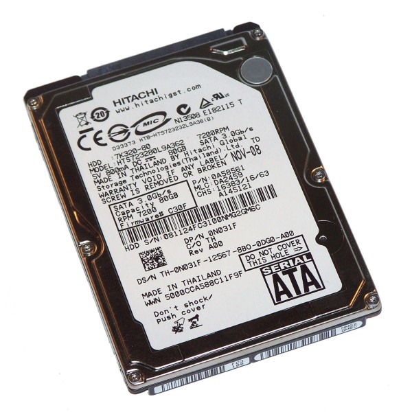 Disque Dur Dell SATA 2.5 7200rpm 80 Gb N031F