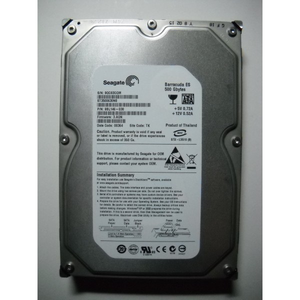 Disque Dur SEAGATE Sata 3.5 7200rpm 500 Gb ST3500630NS