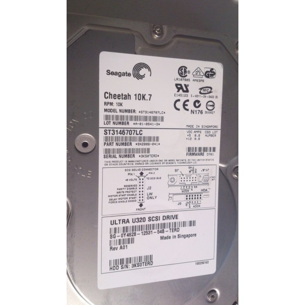 Hard Drive DELL Y4628 SCSI 3.5" 146 Gigas 10 Krpm