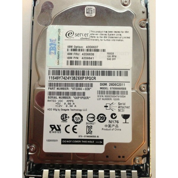 Disque Dur IBM 42D0638 SAS 2.5" 10Krpm 300 Gigas