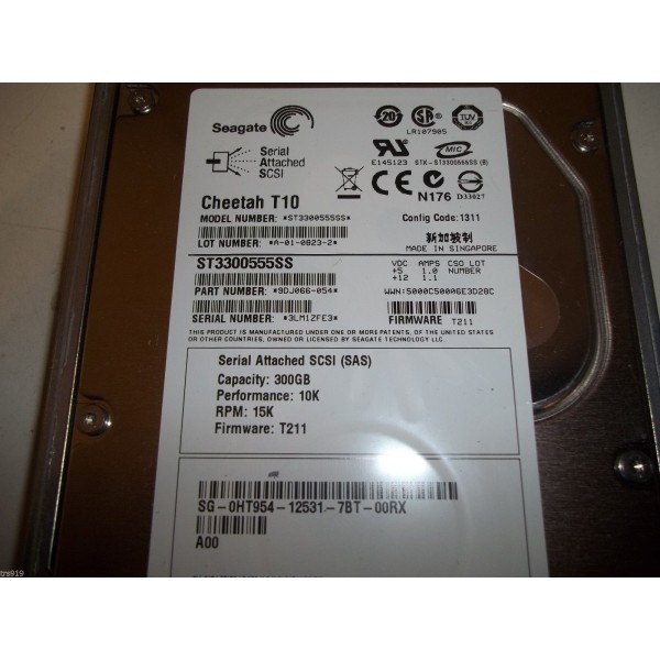 Disco duro DELL 0HT954 300 Gigas SAS  3.5" 10 Krpm