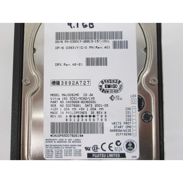 Disco duro DELL 3931Y 9 Gigas SCSI  3.5" 10 Krpm