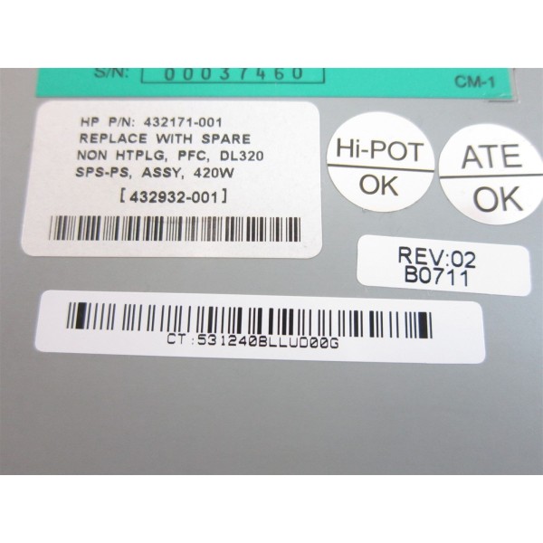 Alimentation pour HP DL320G5 Ref : 432171-001