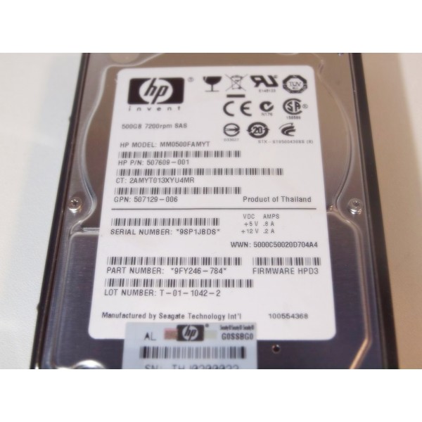 Disque dur HP 507129-006 SAS 2.5 7200 Rpm 500 Gigas