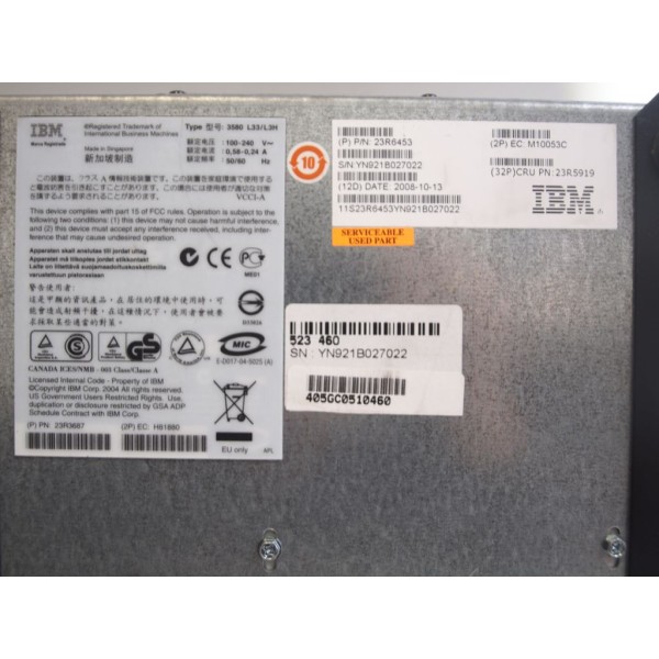 Sauvegarde LTO3 IBM 3580-L33