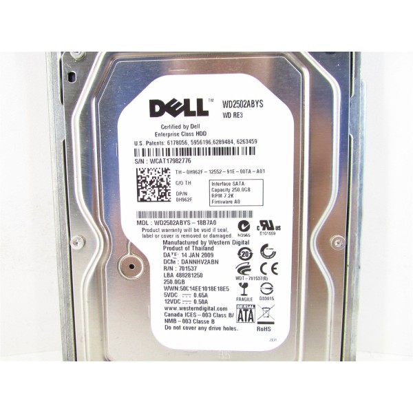 Disco duro DELL H962F 250 Gigas SATA 3.5" 7200 Rpm