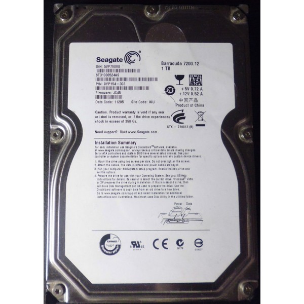 Disco duro SEAGATE ST31000524AS 1000 Gigas SATA 3.5" 7200 Rpm