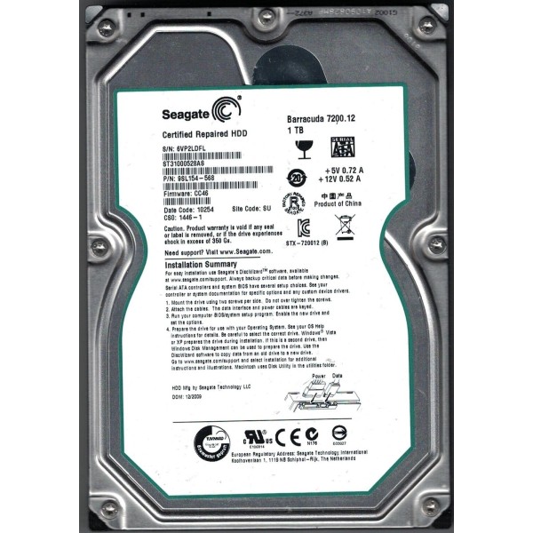 Disco duro SEAGATE ST31000528AS 1000 Gigas SATA 3.5" 7200 Rpm