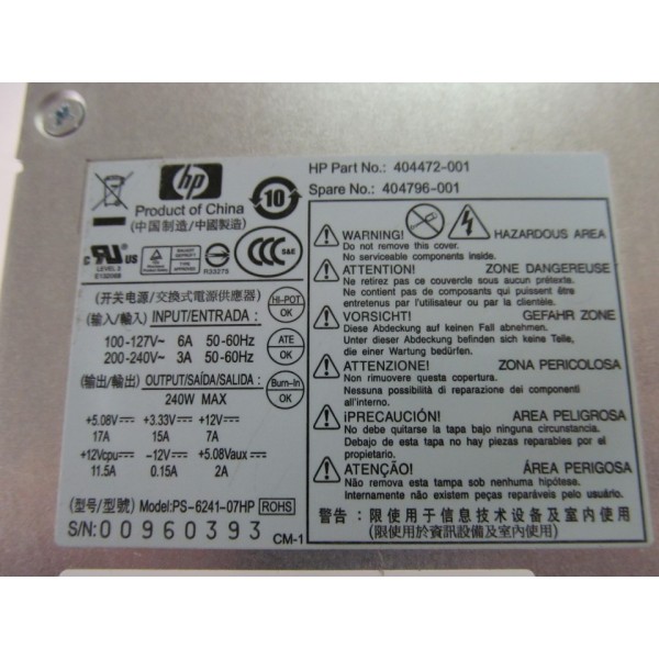 Alimentazione HP DC5700/DC5750  404472-001