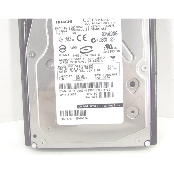 Disque dur DELL TD653 SCSI 3.5 15 Krpm 72 Gigas