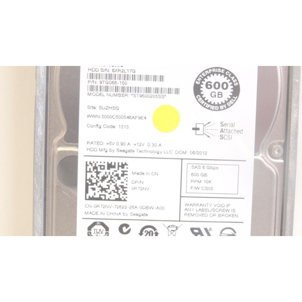 DELL Disk drive R72NV -R 600 Gigas SAS 2.5" 10 Krpm R Series