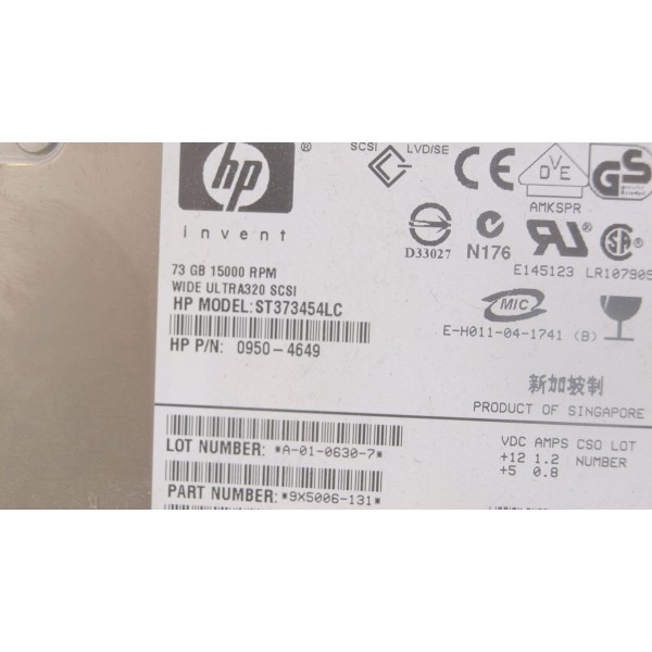 HP Disk drive 0950-4649 72 Gigas SCSI 3.5" 15 Krpm