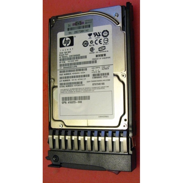 Disque Dur Hp SAS 2.5 15Krpm 72 Gb 504064-002