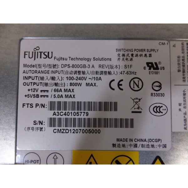 Fuente de alimentacion A3C40105779 para FUJITSU Primergy RX300 S6