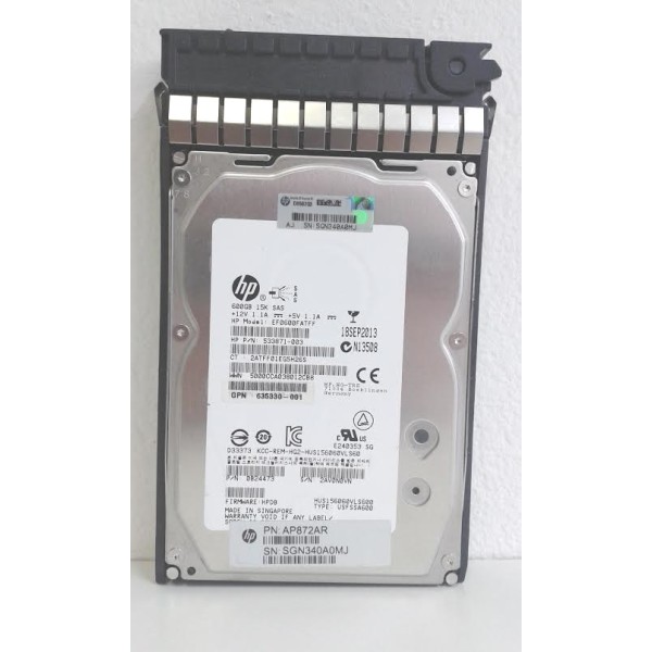 Disque dur HP 583718-001 SAS 3,5" 15 Krpm 600 Gigas