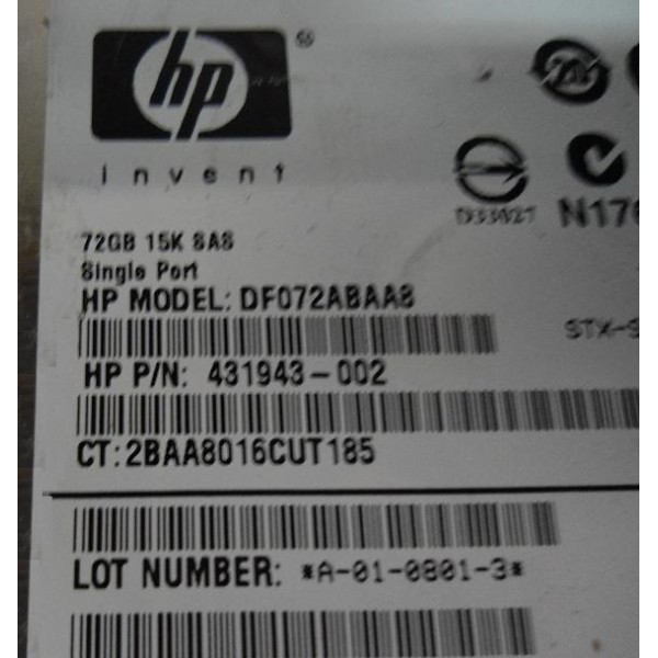 Disque Dur HP SAS 3.5 15 Krpm 72 Gb DF072ABAA8