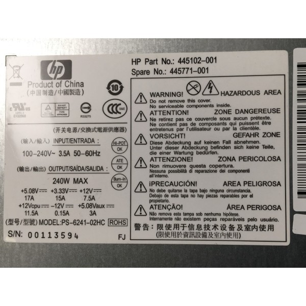 Alimentation pour HP Ref : PS-6241-02HC