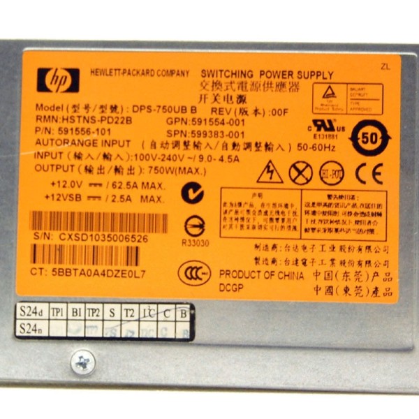 Power Supply HP 591556-101 pour Proliant DL380/DL360