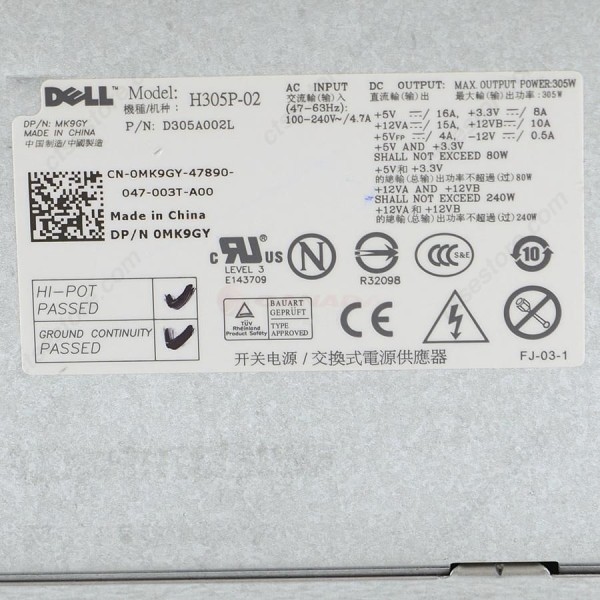 Power Supply DELL H305P-02 for Dell Optiplex 760 780 790 MT