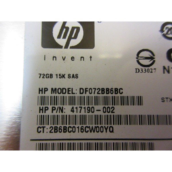 Disque dur HP DF072BB6BC SAS 3.5" 72 Gigas 15 Krpm