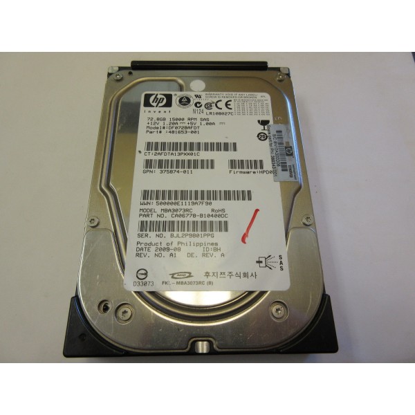 Disque Dur HP SAS 3.5 15 Krpm 72 Gb DF072BAFDT