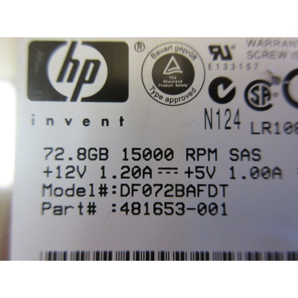 Disque Dur HP SAS 3.5 15 Krpm 72 Gb DF072BAFDT