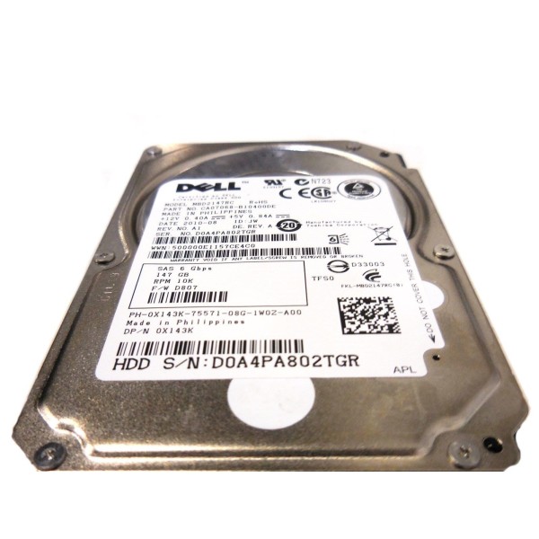 Disque Dur DELL SAS 2.5 10 Krpm 146 Gb X143K NO TRAY