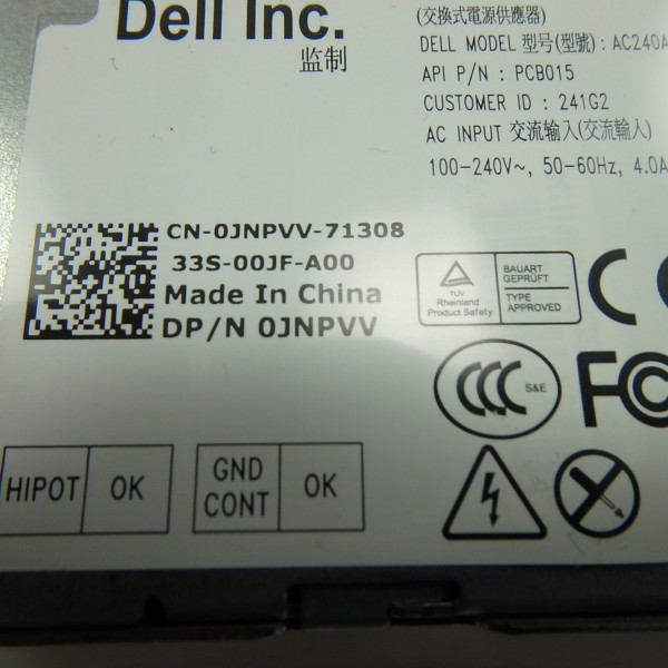 Alimentation pour DELL Optiplex 7010 / 9010 SFF Ref : JNPVV