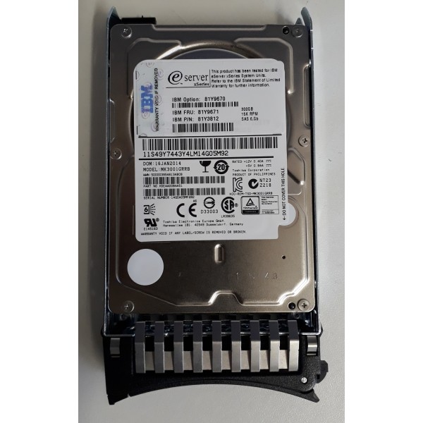 Hard Drive IBM 81Y3812 SAS 2.5" 300 Gigas 15 Krpm