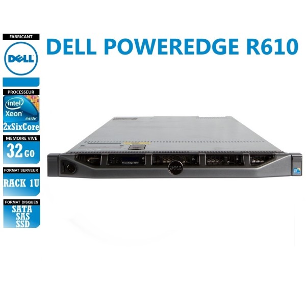 Serveur DELL Poweredge R610 2 x Xeon Six Core E5645 SATA - SAS - SSD