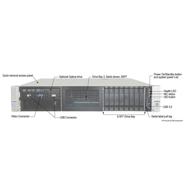 Serveur HP Proliant DL380 2 x Xeon Six Core E5-2643 V3 SATA - SAS - SSD