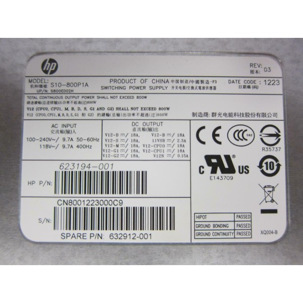 Alimentation pour HP Z620 Ref : 623194-001