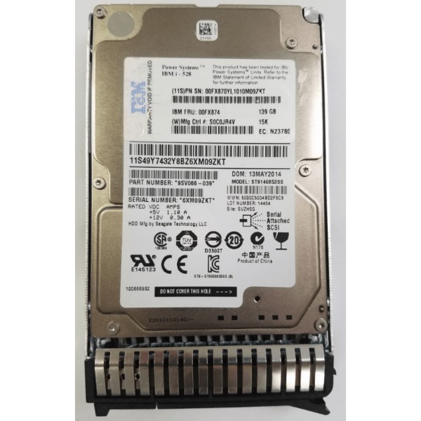 Disco Duro IBM 00FX874 SAS 2.5" 139 Gigas 15 Krpm