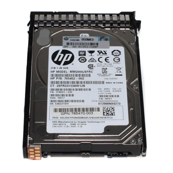 Disque Dur HP SAS 2.5 7200 Rpm 2000 Gb MM2000JEFRC