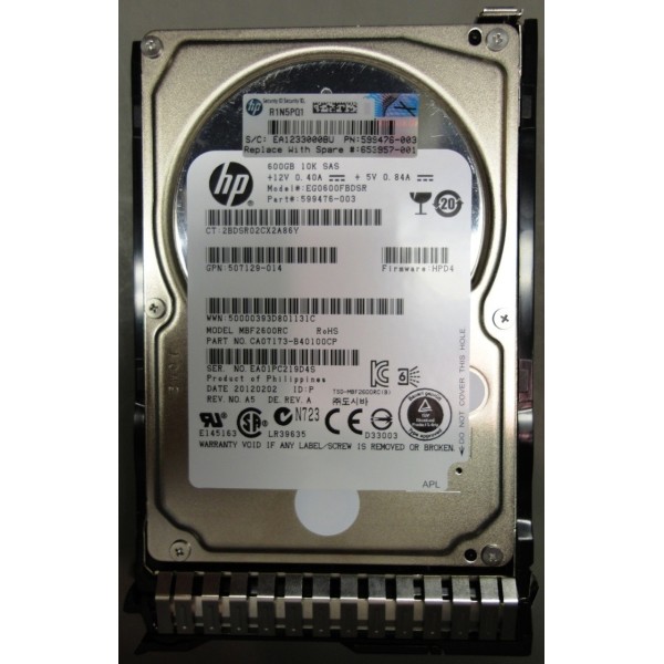 Disque Dur HP SAS 2.5 10 Krpm 600 Gb EG0600FCSPL