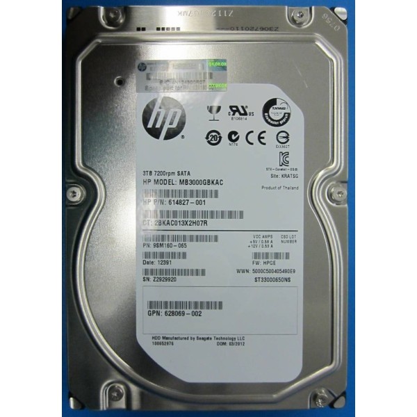 Disque Dur HP SATA 3.5 7200 Rpm 3000 Gb MB3000GBKAC