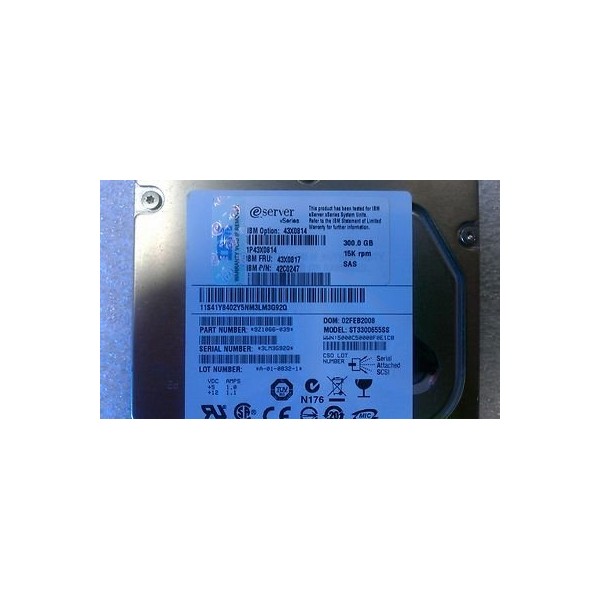 Disco Duro IBM 43X0817 SAS 3.5" 300 Gigas 15 Krpm