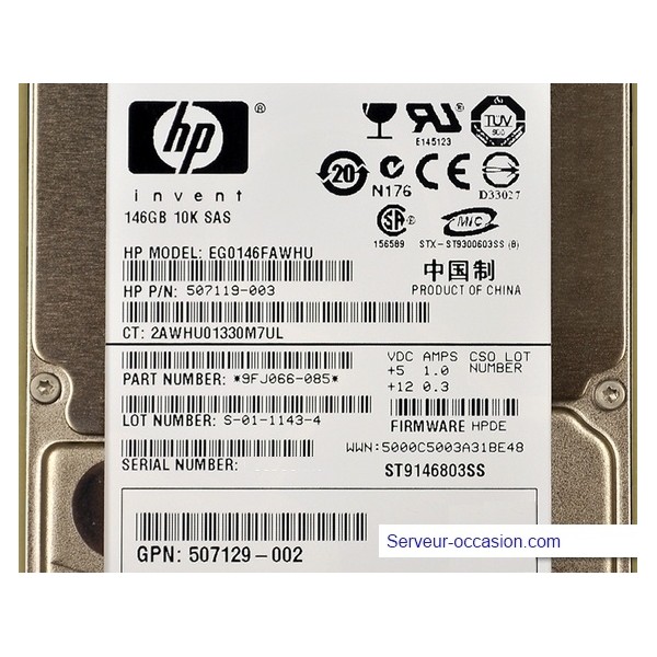 Disque Dur Hp SAS 2.5 10Krpm 146 Gb 507119-003